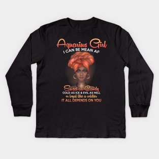 Aquarius Birthday Queens Are Born in January 20 February 18 Kids Long Sleeve T-Shirt